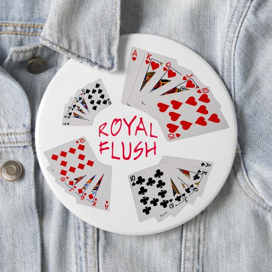 Poker Hands - Royal Flush Ronde Button 6,0 Cm (In situ)