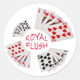 Poker Hands - Royal Flush Ronde Sticker