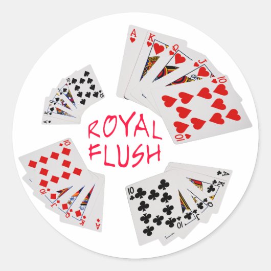 Poker Hands - Royal Flush Ronde Sticker (Voorkant)
