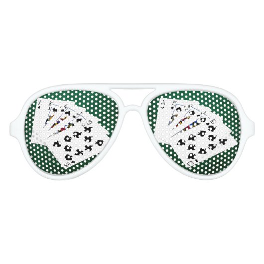 Poker Hands - Royal Flush - Spades Suit Aviator Zonnebril (Voorkant)