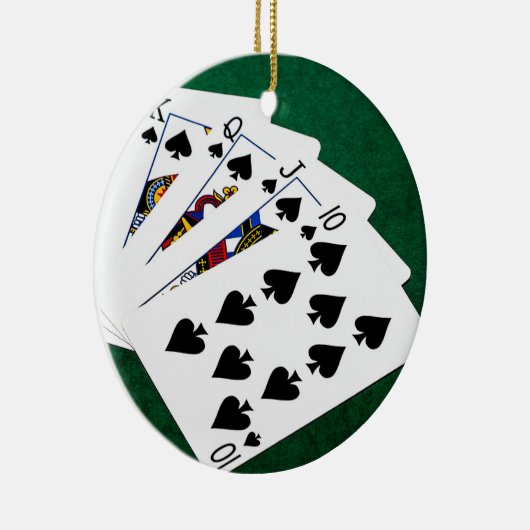Poker Hands - Royal Flush - Spades Suit Keramisch Ornament (Rechts)