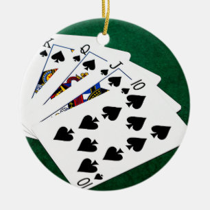 Poker Hands - Royal Flush - Spades Suit Keramisch Ornament