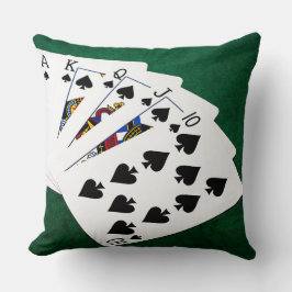 Poker Hands - Royal Flush - Spades Suit Kussen