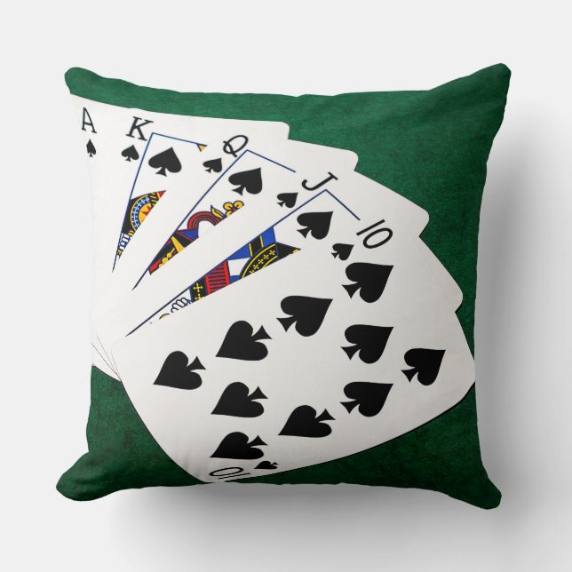 Poker Hands - Royal Flush - Spades Suit Kussen (Voorkant)