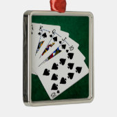 Poker Hands - Royal Flush - Spades Suit Metalen Ornament (Rechts)