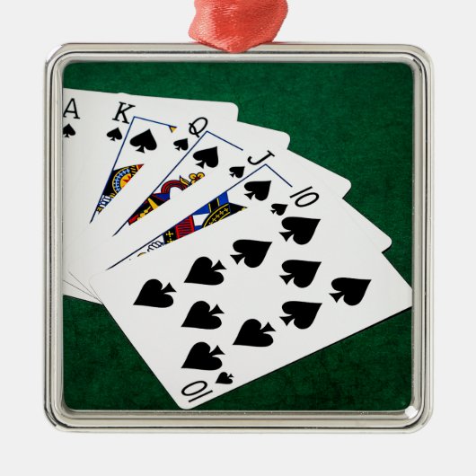 Poker Hands - Royal Flush - Spades Suit Metalen Ornament (Voorkant)