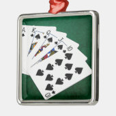 Poker Hands - Royal Flush - Spades Suit Metalen Ornament (Links)
