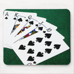 Poker Hands - Royal Flush - Spades Suit Muismat
