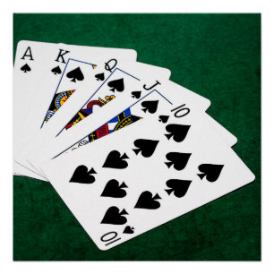 Poker Hands - Royal Flush - Spades Suit Perfect Poster