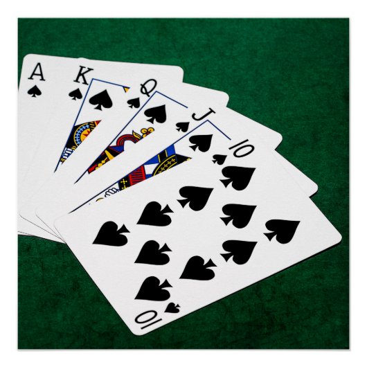 Poker Hands - Royal Flush - Spades Suit Perfect Poster (Voorkant)