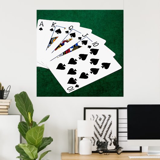 Poker Hands - Royal Flush - Spades Suit Poster (Thuiskantoor)