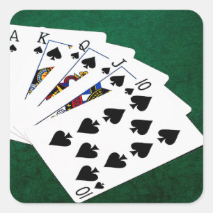 Poker Hands - Royal Flush - Spades Suit Vierkante Sticker