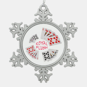 Poker Hands - Royal Flush Tin Sneeuwvlok Ornament