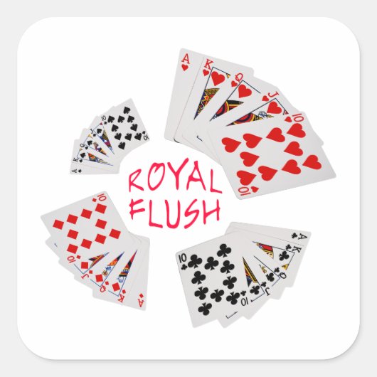 Poker Hands - Royal Flush Vierkante Sticker (Voorkant)