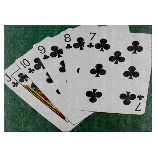 Poker Hands - Straight Flush - Clubs Suit Snijplank (Voorkant)