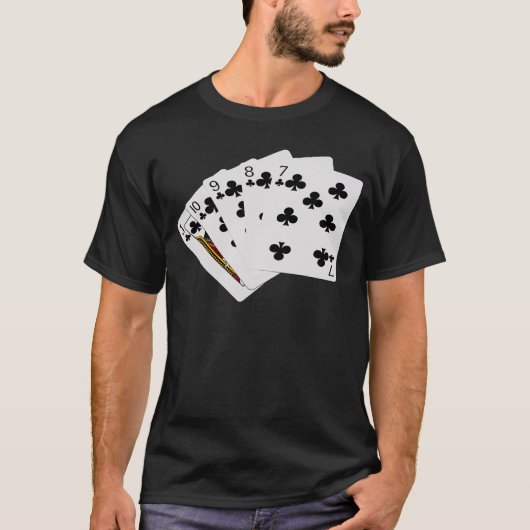 Poker Hands - Straight Flush - Clubs Suit T-shirt (Voorkant)