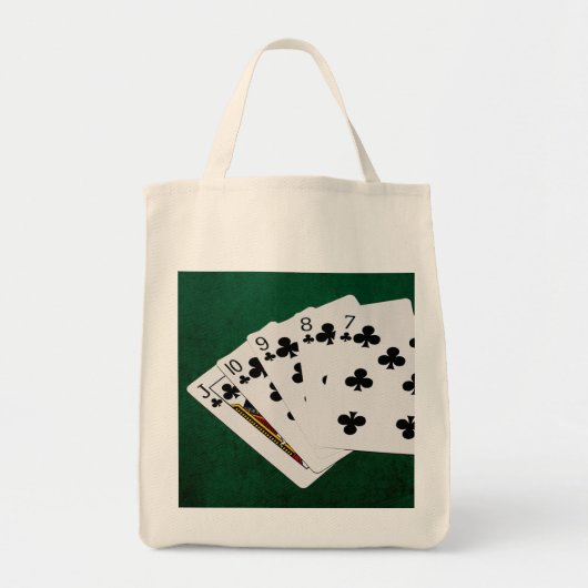 Poker Hands - Straight Flush - Clubs Suit Tote Bag (Voorkant)