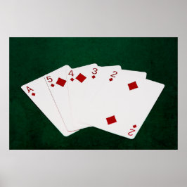 Poker Hands - Straight Flush - Diamonds Suit Poster