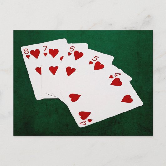 Poker Hands - Straight Flush - Hearts Suit Briefkaart (Voorkant)