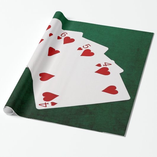 Poker Hands - Straight Flush - Hearts Suit Cadeaupapier (Uitgerold)