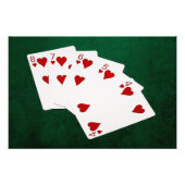Poker Hands - Straight Flush - Hearts Suit Foto Afdruk (Voorkant)