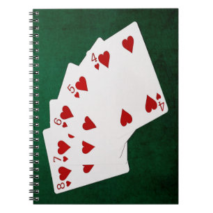 Poker Hands - Straight Flush - Hearts Suit Notitieboek
