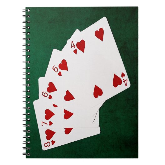 Poker Hands - Straight Flush - Hearts Suit Notitieboek (Voorkant)