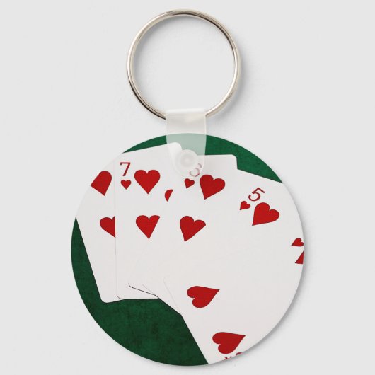 Poker Hands - Straight Flush - Hearts Suit Sleutelhanger (Voorkant)