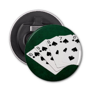 Poker Hands - Straight Flush - Spades Suit Button Flesopener