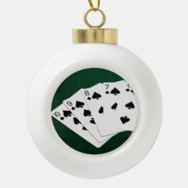 Poker Hands - Straight Flush - Spades Suit Keramische Bal Ornament