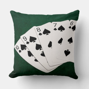 Poker Hands - Straight Flush - Spades Suit Kussen