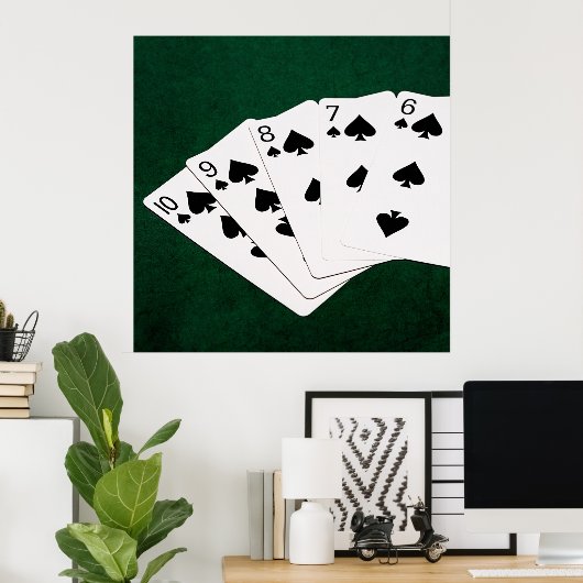 Poker Hands - Straight Flush - Spades Suit Poster (Thuiskantoor)