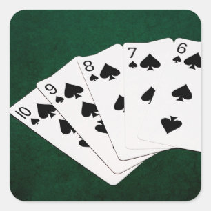 Poker Hands - Straight Flush - Spades Suit Vierkante Sticker