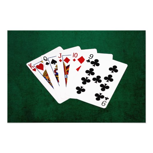 Poker Hands - Straight - King to Nine Foto Afdruk (Voorkant)