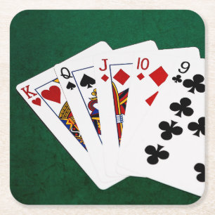 Poker Hands - Straight - King to Nine Kartonnen Onderzetters