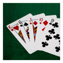 Poker Hands - Straight - King to Nine Perfect Poster