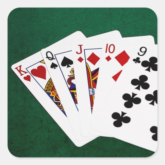 Poker Hands - Straight - King to Nine Vierkante Sticker (Voorkant)