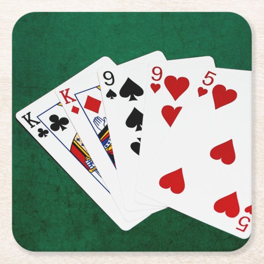 Poker Hands - Two Pair - King, Nine Kartonnen Onderzetters (Voorkant)