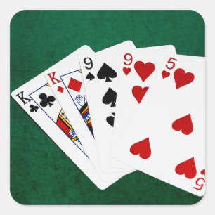 Poker Hands - Two Pair - King, Nine Vierkante Sticker