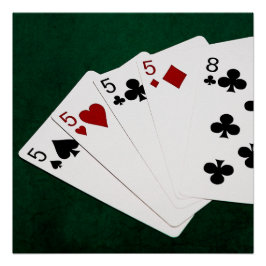 Poker Hands - Vier van een soort - Fives en acht Poster
