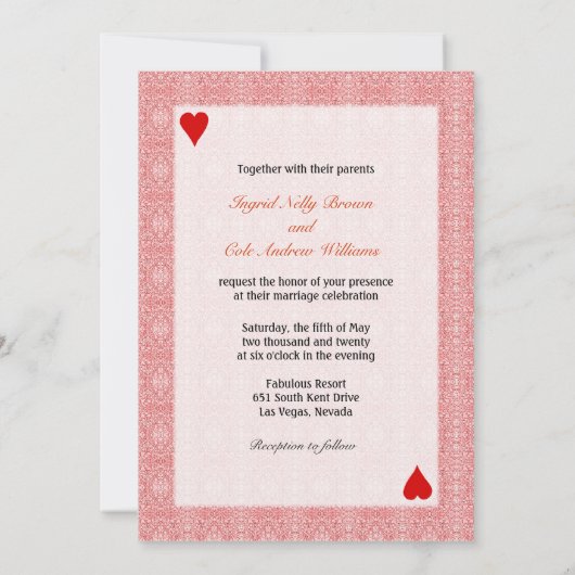 Poker Kaart Queen n King of Hearts Bruiloft (Achterkant)