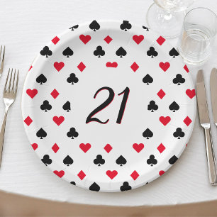 Poker Kaart Suit Pattern 21st Birthday Papieren Bordje