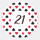 Poker Kaart Suit Pattern 21st Birthday Ronde Sticker (Voorkant)