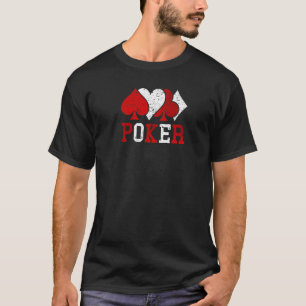Poker Kleuren Schoppen Hart Ruiten Klaveren Vintag T-shirt
