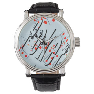 Poker Logo op kaartdek, Mannen leder Watch, Horloge