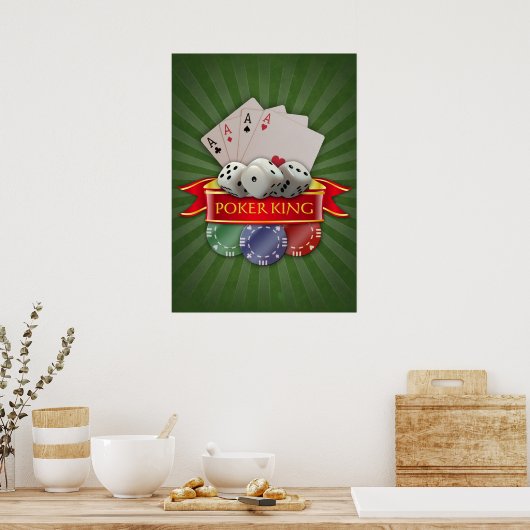 Poker Mania - Kaarten, doppen, chips Poster (Keuken)