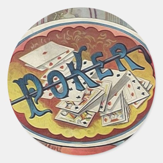  Poker Mannen Roken Zaal Gokken Ronde Sticker (Voorkant)