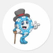 Poker met pokerchips ronde sticker (Voorkant)