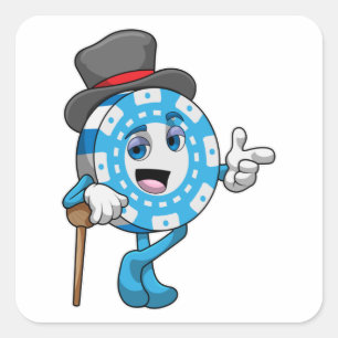 Poker met pokerchips vierkante sticker