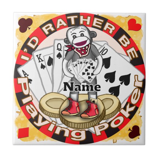 Poker met Sock Monkey Tegeltje (Voorkant)